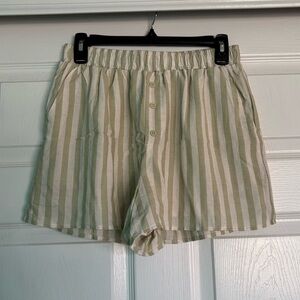Forever 21 Green and Cream Striped Shorts